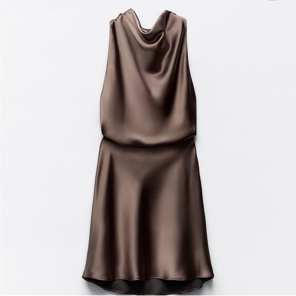 Zara brown satin dress
